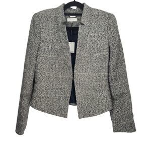 NWT Calvin Klein Grey Navy Tweed Bouclé Cardigan Blazer Jacket Women's 8